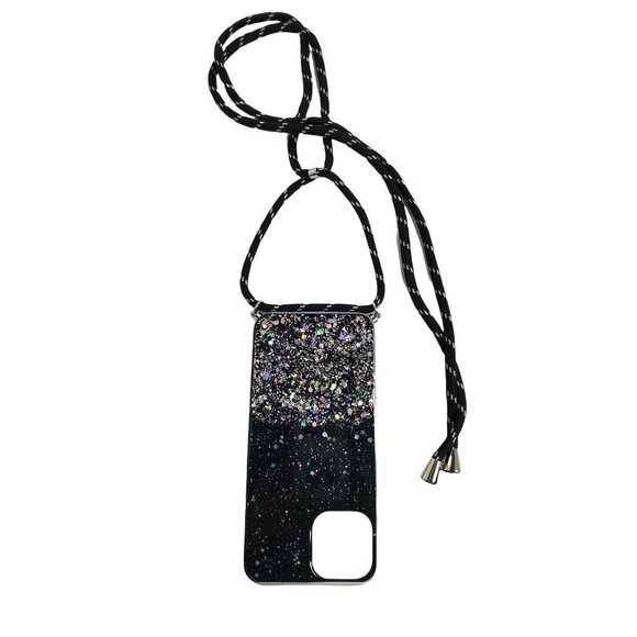 Sequin iPhone 12 Pro Max  Crossbody Phone Case with Metal Accent Lanyard Apple - Picture 1 of 4